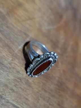 Vintage. Bell Trading Post. Sterling Silver, Red Carnelian Stone. Size 8.0